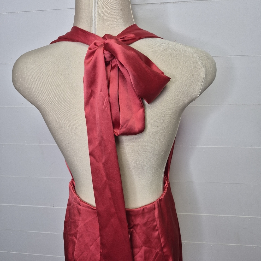 Zara Satin Effect Pink Halter Neck Wide Leg Jumpsuit Size S - Picture 7 of 16